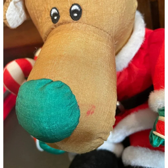 Christmas Santa Reindeer Plush Candy Cane & Bells Nylon‎ Stuffed Animal - Picture 5 of 8
